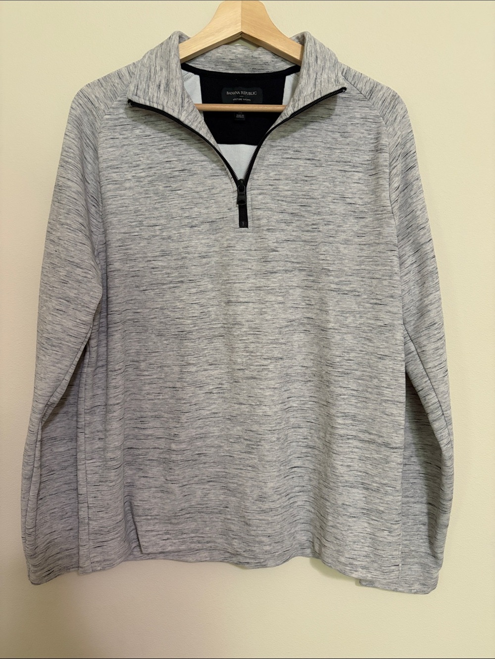 ♻️ Banana Republic Men’s Heather Gray Half-Zip Sweater
